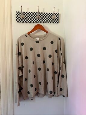 Beige Polka Dot Long Sleeve Top